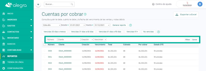 Genera El Reporte De Cuentas Por Cobrar En Alegra Contabilidad 0899